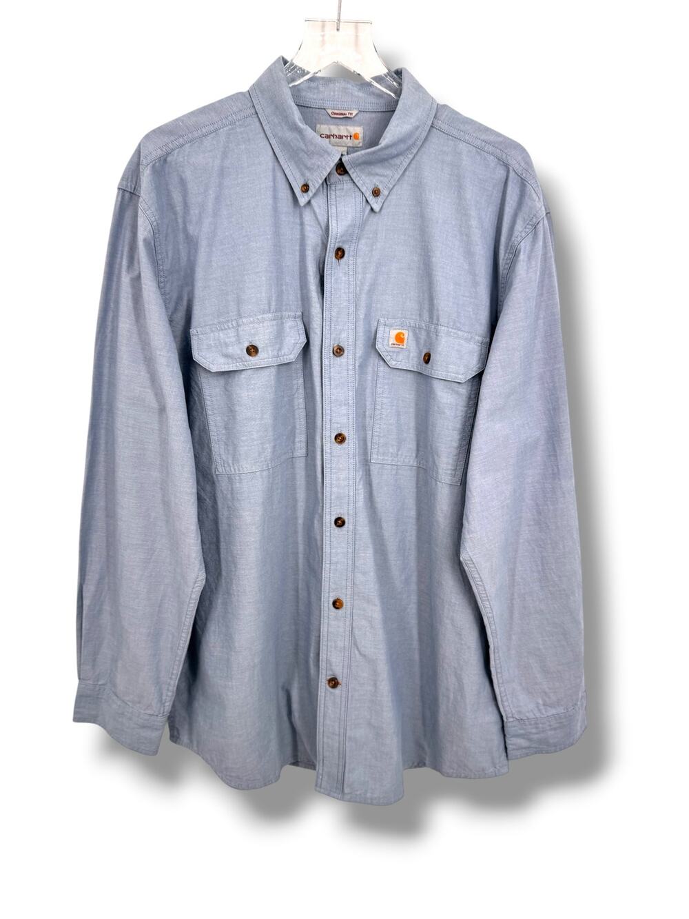 Carhartt shirt men's L original fit chambray button down blue pockets 104368